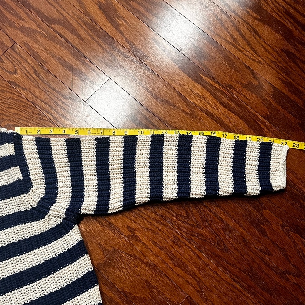 Velvet by Graham & Spencer Small Navy Blue and Ivory Stripe Sweater - Picture 11 of 15